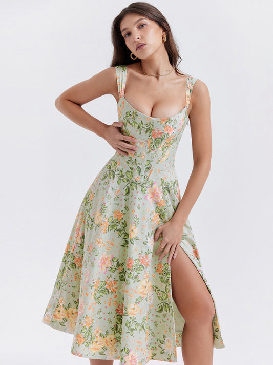 Sexy Slit Floral Dress